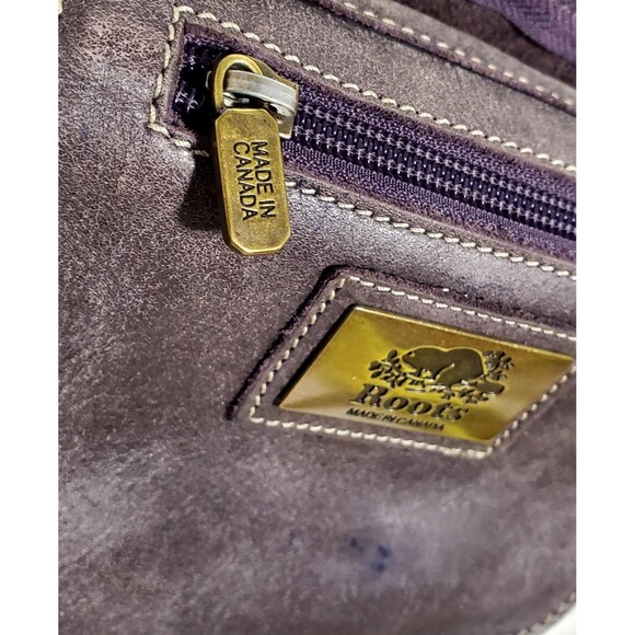 Roots Canada Leather Crossbody 8" Brown Vintage Repainted Adjustable Strap Bag - Picture 13 of 16